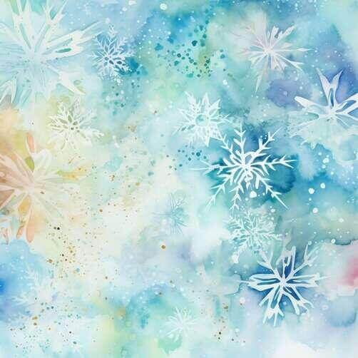 Watercolor Background with Snowflakes in Blue, Green, and Yellow Tones Watercolor Background with Snowflakes in Blue, Green, and Yellow Tones thumbnail