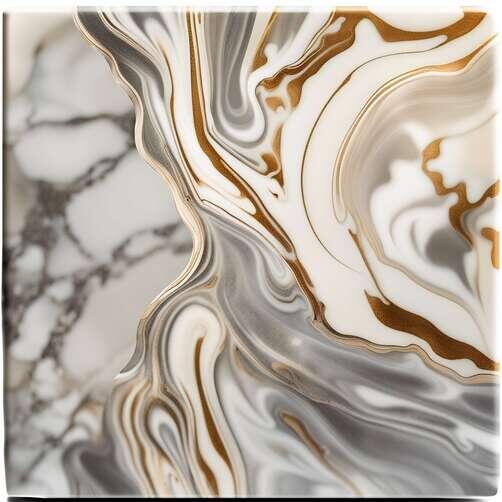 White, Gold, and Black Marble Sculpture with Swirls White, Gold, and Black Marble Sculpture with Swirls thumbnail