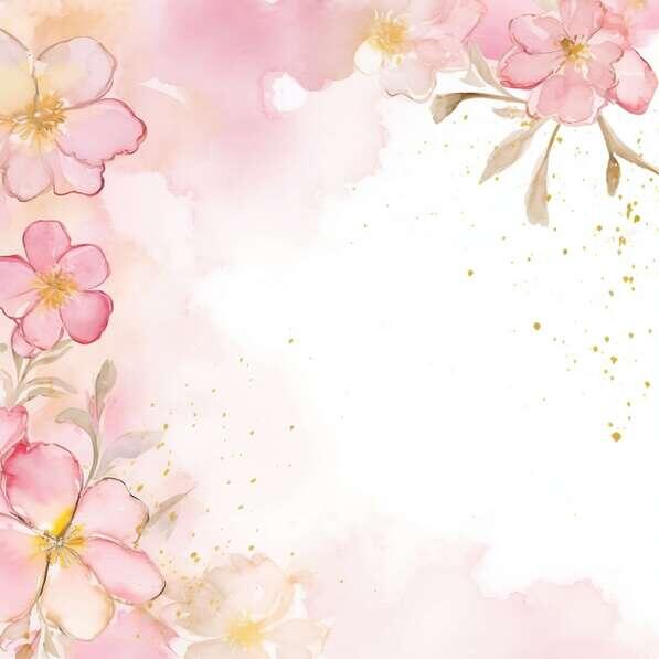 Download Watercolor Pink Floral Background with Gold Accents ...