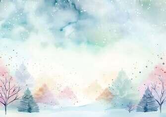 Watercolor Winter Scene Painting with Colorful Trees and Snowflakes Watercolor Winter Scene Painting with Colorful Trees and Snowflakes thumbnail