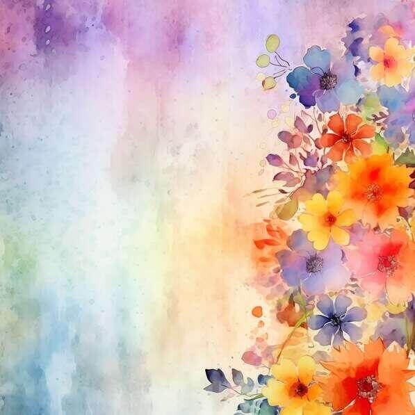 Download Watercolor Background with Colorful Flowers and Leaves ...
