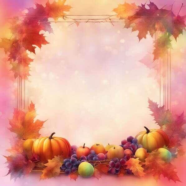 Download Colorful Autumn Background with Pumpkins, Grapes, and Leaves ...