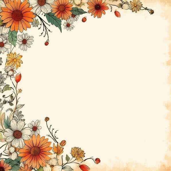 Download Vintage Floral Frame with Flowers and Leaves on Old Paper ...