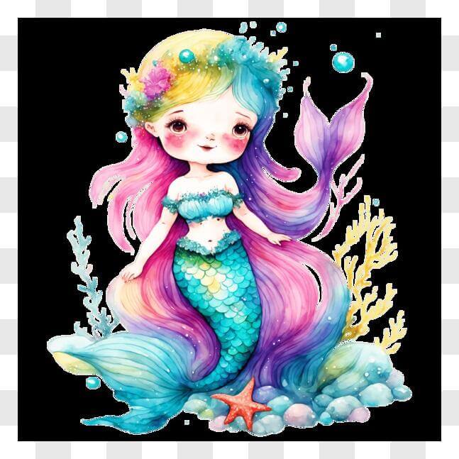 Download Undersea Art Project: Little Mermaid on Rocks and Seashells ...