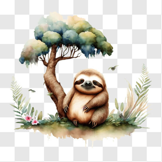Sloth in the Grass with Surrounding Natural Elements Patterns Sloth in the Grass with Surrounding Natural Elements Patterns thumbnail