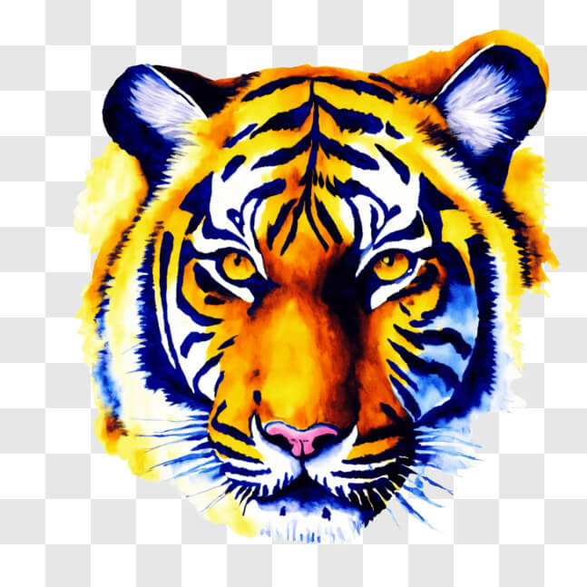 Download Colorful Tiger's Head Painting PNG Online - Creative Fabrica