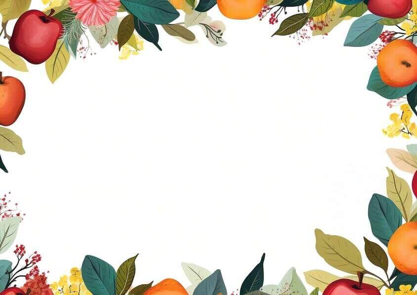 Fruit Background Frame Download Fruit Frame with Decorative Leaves and Flowers Backgrounds ...