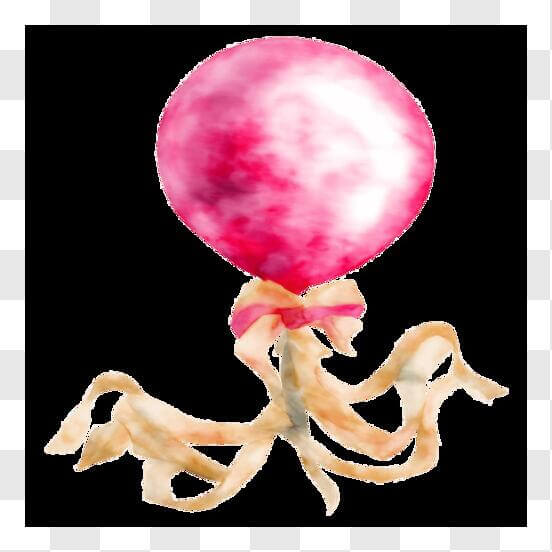 Télécharger Ballon rose attaché à un ruban pieuvre - Décoration de fête PNG  En Ligne - Creative Fabrica
