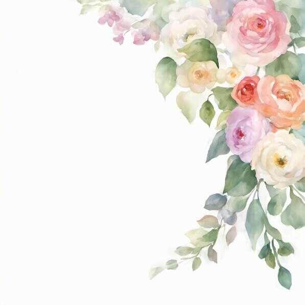 Download Watercolor Floral Frame with Roses and Green Leaves ...