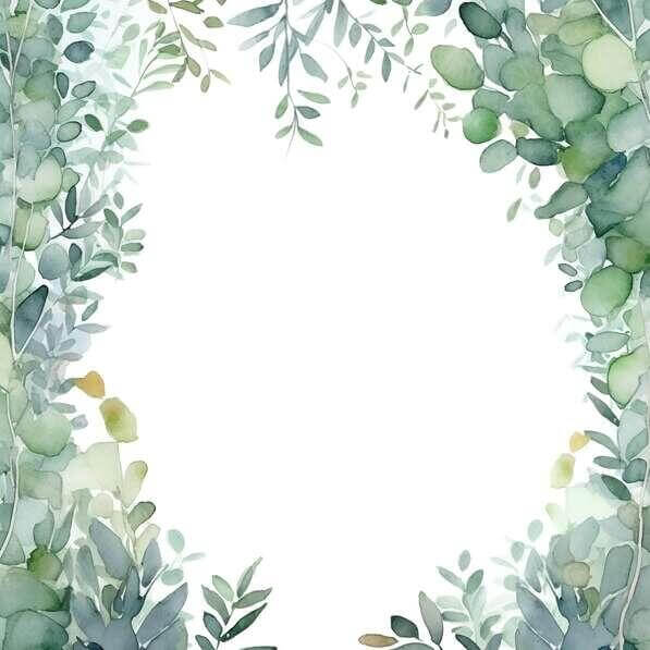 Download Watercolor Green Leaves Frame on White Background Backgrounds ...