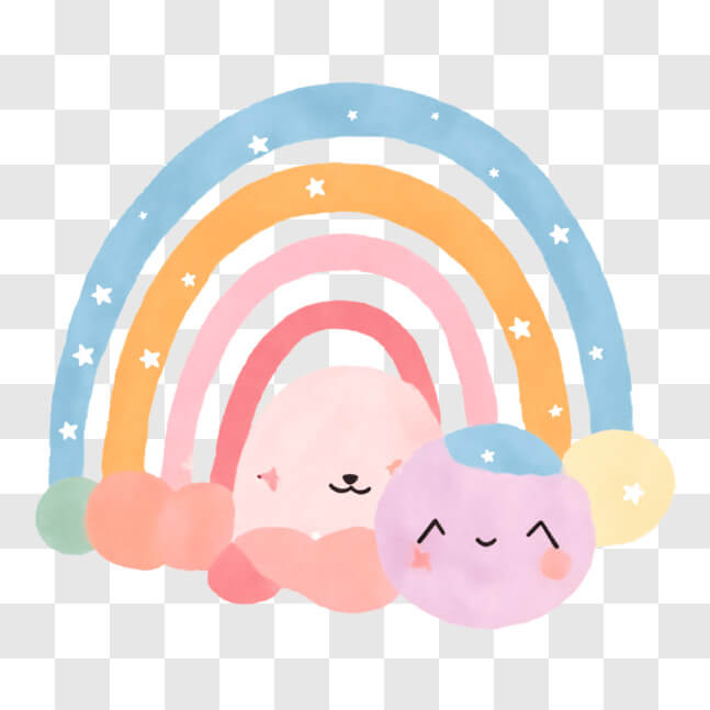 Download Colorful Rainbow with Cute Animals and Stars PNGs Online ...