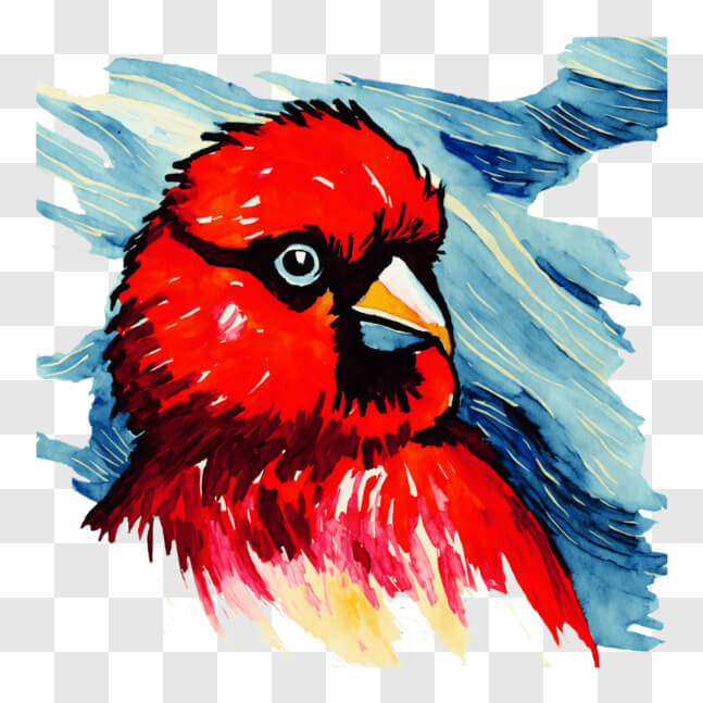 Download Beautiful Red Cardinal Bird Painting PNG Online - Creative Fabrica