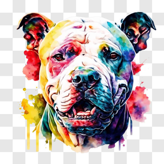 Download Colorful Pit Bull Dog Painting for Your Home or Office PNG ...