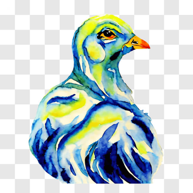 Download Colorful Blue and Yellow Pigeon Watercolor Art PNG Online ...