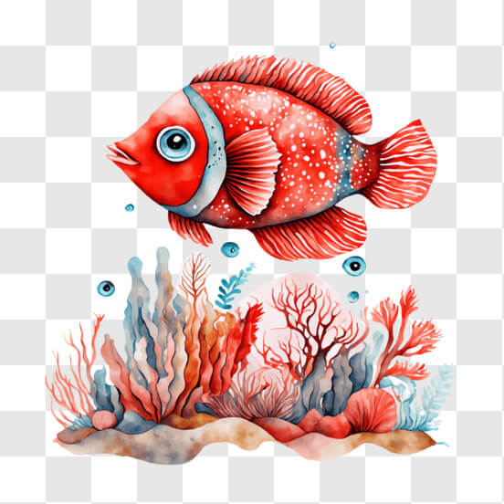 Download Abstract Red Fish Swimming in Water with Paint Splashes PNGs ...