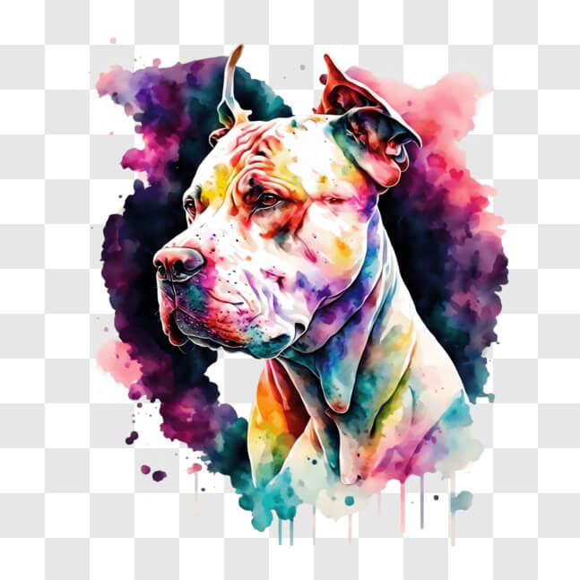 Download Colorful Dog Portrait Painting with Watercolor Splatters PNG ...