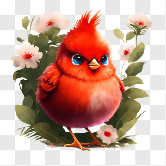 Download Red Cardinal on Roses and Flowers PNGs Online - Creative Fabrica