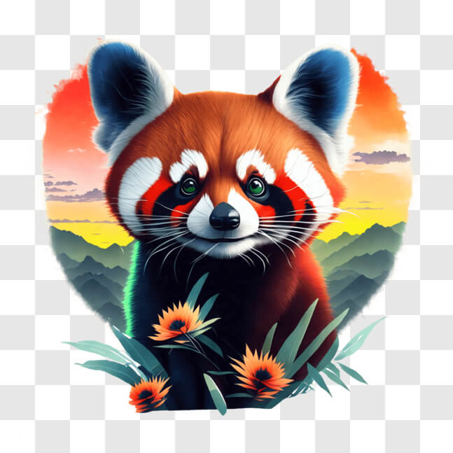 Panda Roux Powerpoint Télécharger Peinture de panda roux avec des fleurs PNGs En Ligne ...