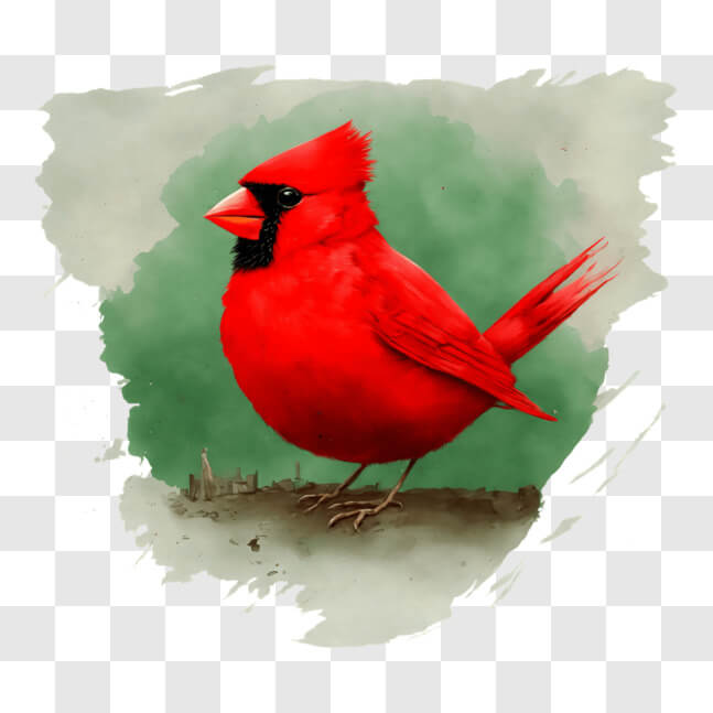 Download Red Cardinal Bird on Green Foliage PNGs Online - Creative Fabrica