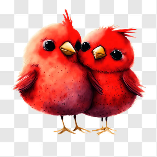 Download Two Red Cardinals Birds on a Wreath of Flowers and Leaves PNGs ...