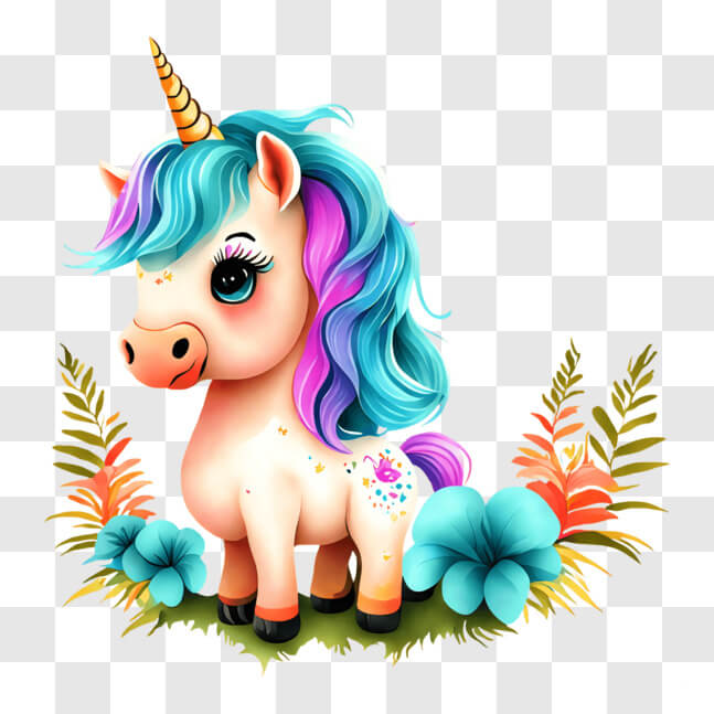 Download Cute Unicorn Sitting in a Flower Garden PNGs Online - Creative ...