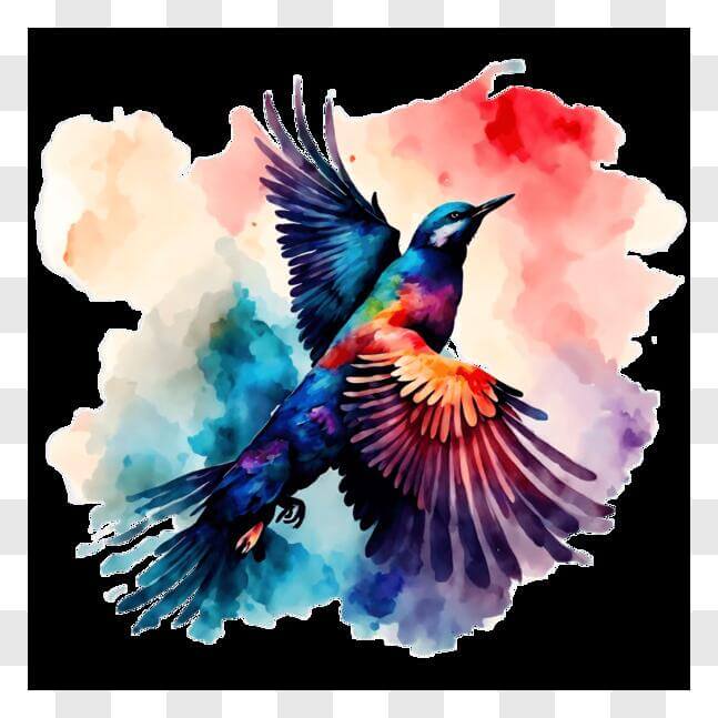 Download Colorful Birds in Flight Artwork PNG Online - Creative Fabrica