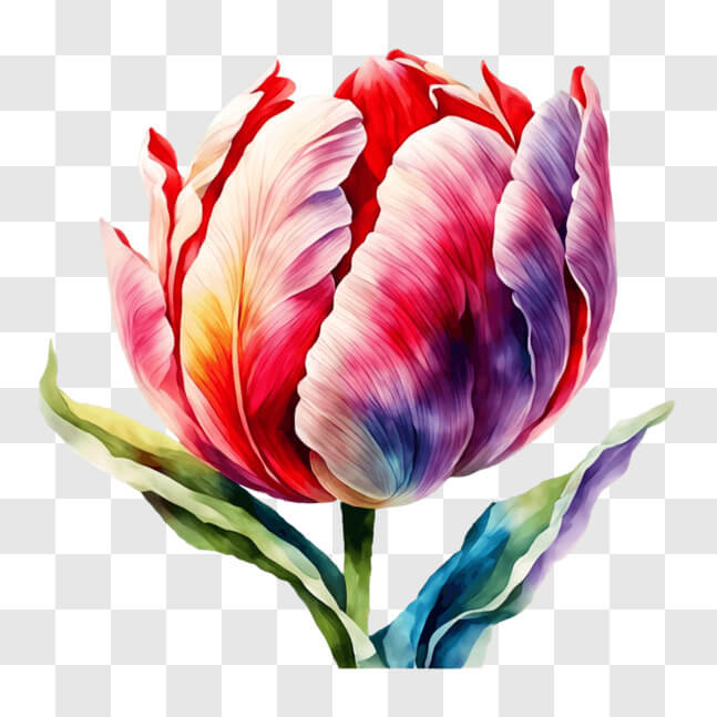 Download Colorful Watercolor Painting of a Tulip Flower PNG Online ...