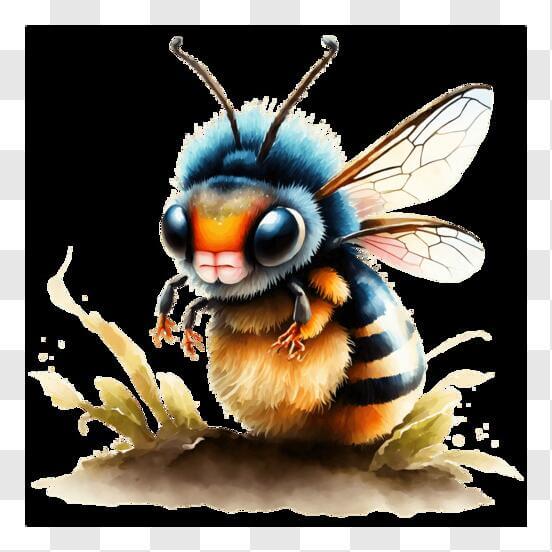 Un dibujo de una abeja con alas extendidas y la palabra abeja en él.