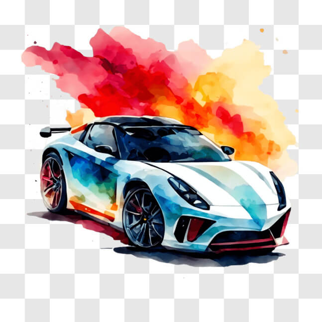 Download Colorful Sports Car Artwork PNG Online - Creative Fabrica