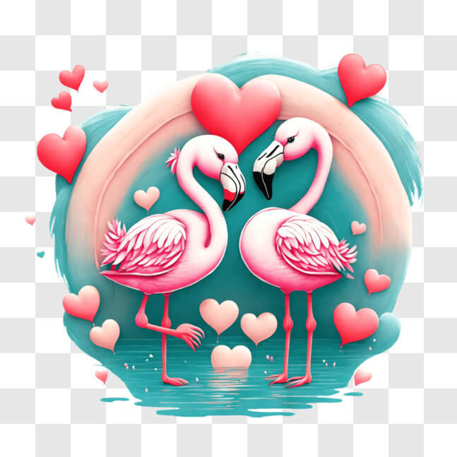 Download Two Pink Flamingos in a Heart-shaped Water Feature PNGs Online ...