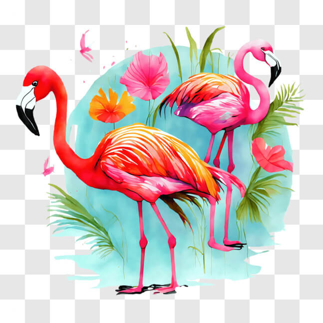 Download Pink Flamingos in a Garden PNGs Online - Creative Fabrica