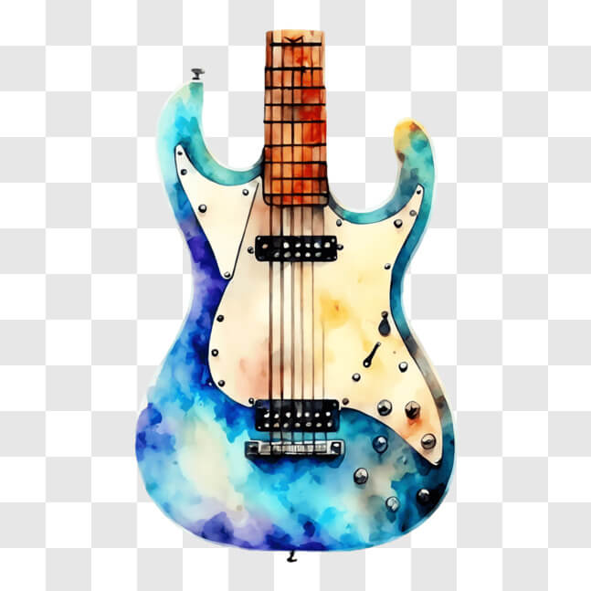 Download Vibrant Watercolor Painting of an Electric Guitar PNG Online ...