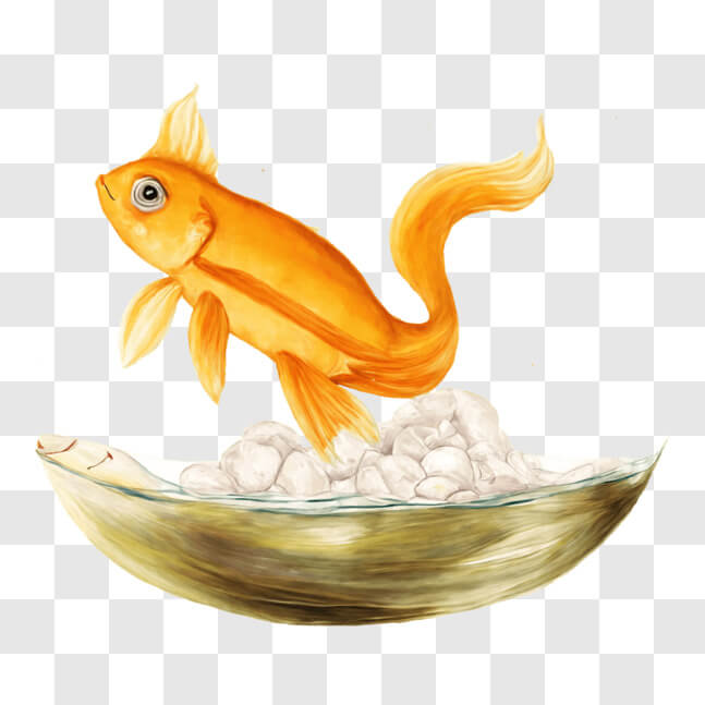 Download Colorful Fish in a Bowl with Rocks and Pebbles PNG Online - Creative  Fabrica