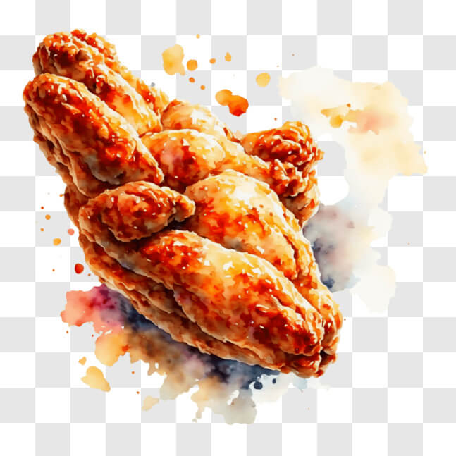 Download Delicious Watercolor Painting of Chicken Wings PNG Online ...