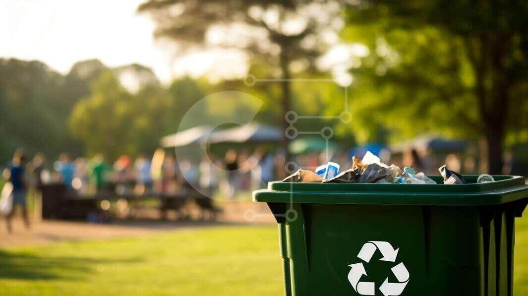 Green Recycling Bin for Sustainable Waste Management stock photo