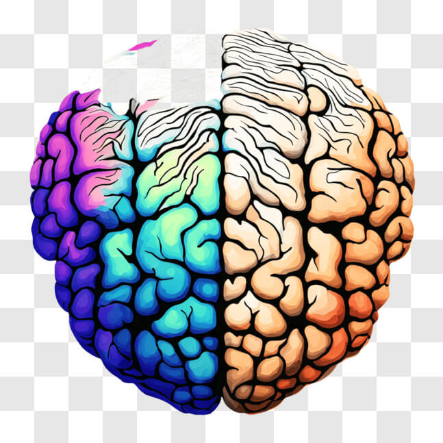 Download Illustration of a Divided Brain PNG Online - Creative Fabrica