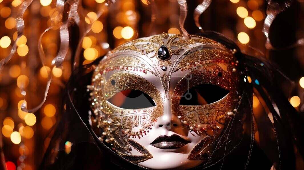 Gold and Black Venetian Mask on Colorful Background stock photo ...