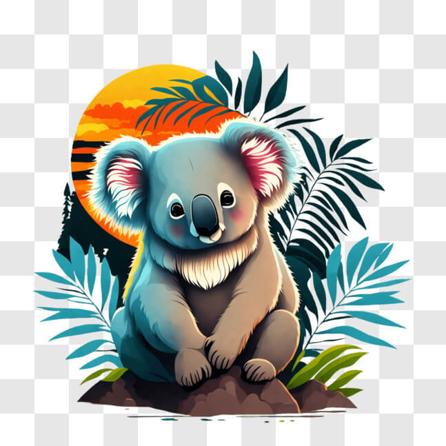 Download Cartoon Koala Bear with Palm Trees in the Background PNGs ...