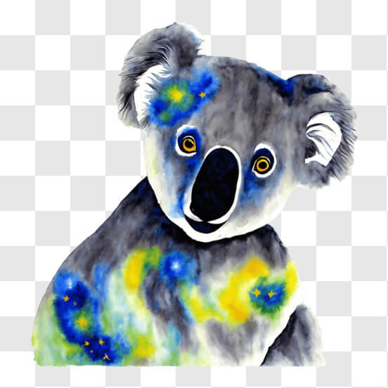 Download Colorful Koala Bear Painting with Starry Sky Background PNG Online  - Creative Fabrica