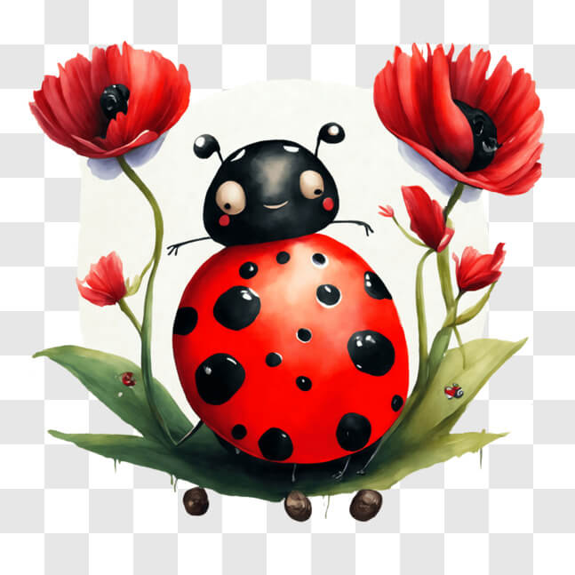 Download Whimsical Ladybug on Top of Red Poppies PNGs Online - Creative ...