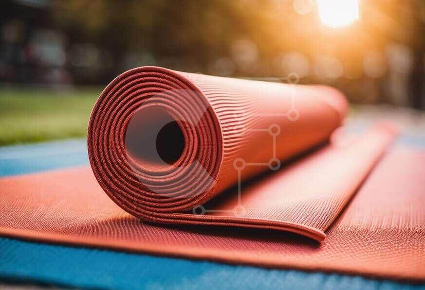Outdoor Yoga Mat with Beautiful Sunset stock photo Creative Fabrica