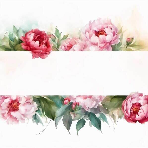 Download Watercolor Floral Frame with Pink Peonies and Green Leaves ...