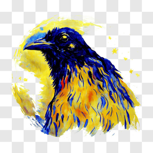 Download Blue and Yellow Bird in Front of Full Moon PNG Online ...