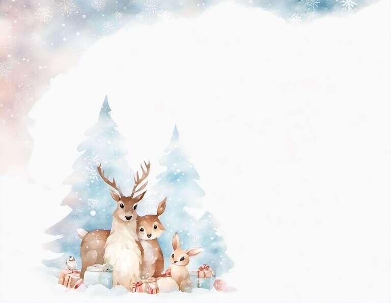 Download Festive Watercolor Illustration with Deer in the Snow ...