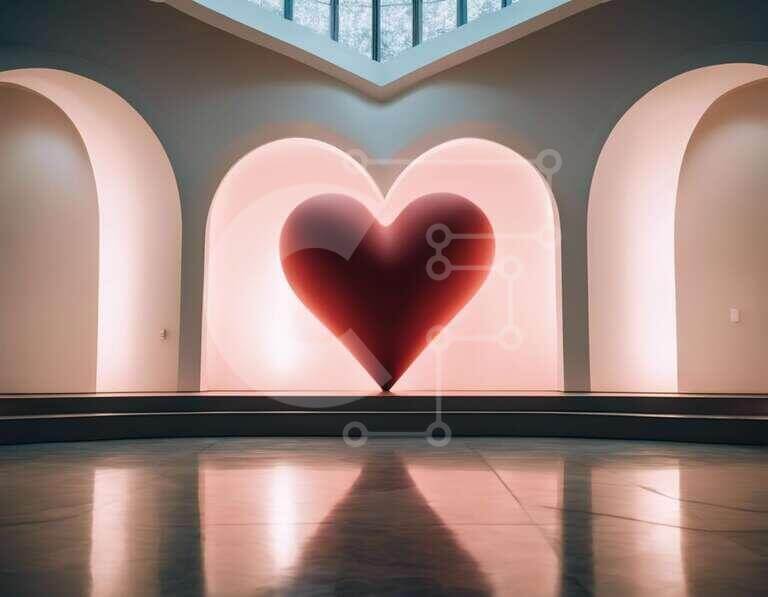 Unique Heart Sculpture in a Minimalist Space stock photo | Creative Fabrica
