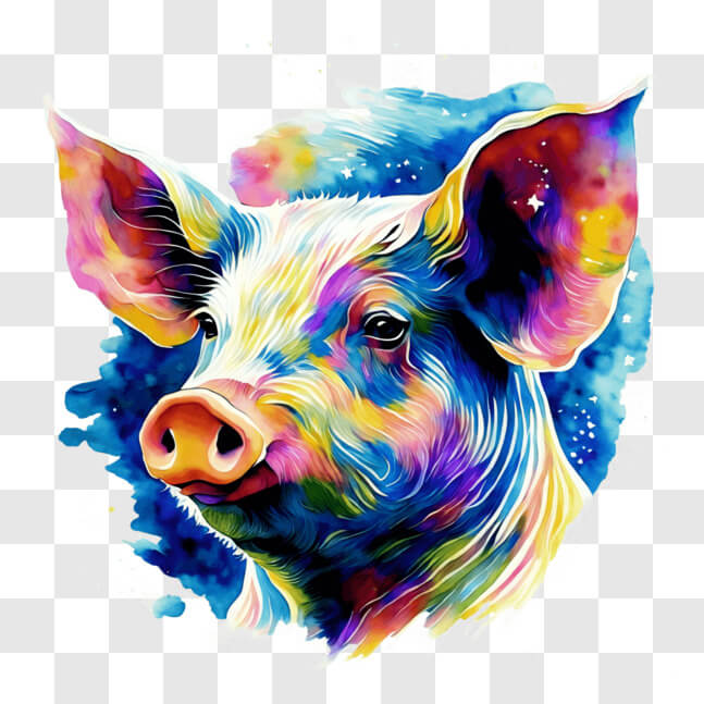 Download Colorful Pig Head Painting on Black Background PNGs Online ...