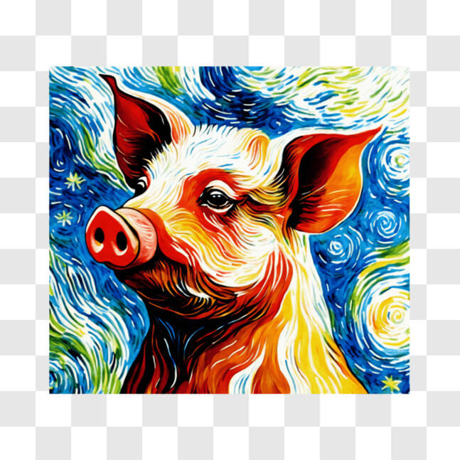 Download Colorful Pig Painting with Starry Background PNGs Online ...