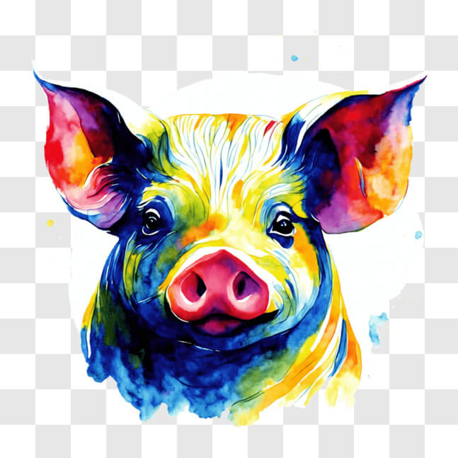 Download Colorful Pig Head Artwork PNGs Online - Creative Fabrica