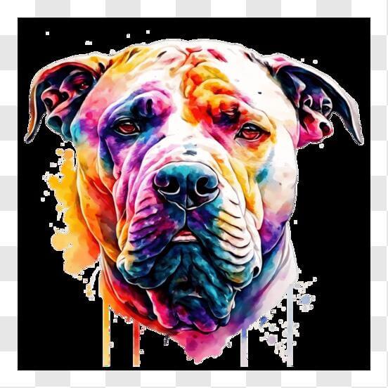 Download Colorful Watercolor Painting of a Dog's Head PNG Online