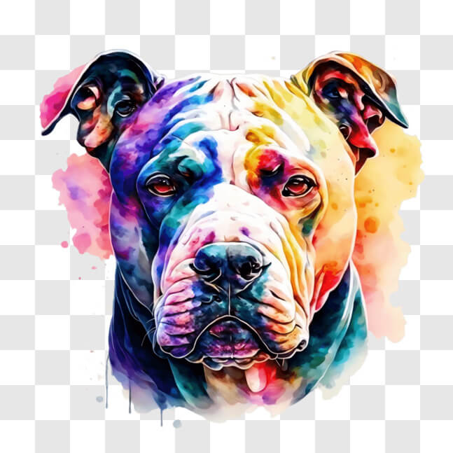 Download Colorful Pit Bull Dog Painting for Dog Lovers PNG Online ...